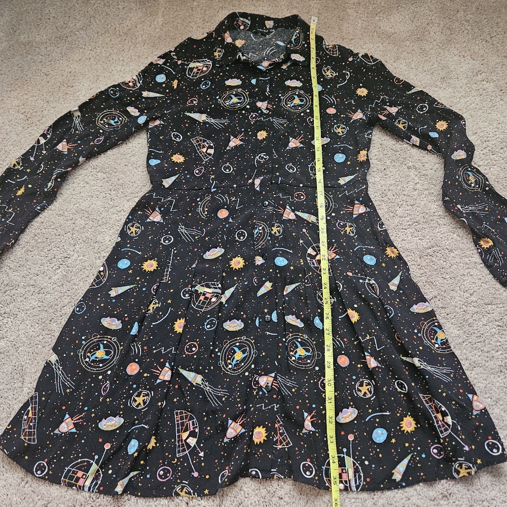 & Other Stories Black Galaxy Space Shirt Dress Size 12 Space Science Nerd Dress - Picture 6 of 7